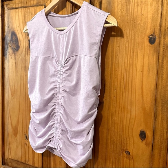 Lilac Ruched Stretchy Sleeveless Top Blouse - Picture 2 of 5
